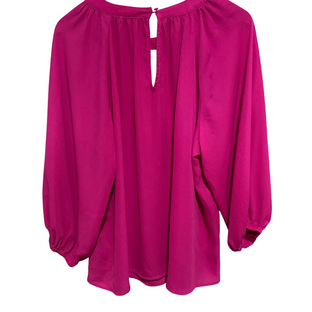 Vince Camuto‎ Womens 1X Pink Keyhole Pleated Long Sleeve Blouse Top Relaxed Fit - Picture 6 of 12